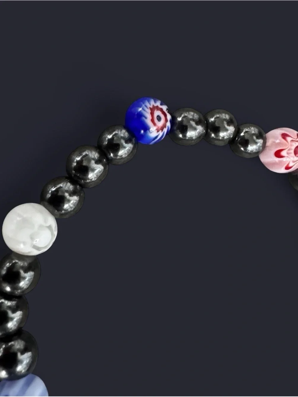 Millefiori & Hematite Bead Bracelet